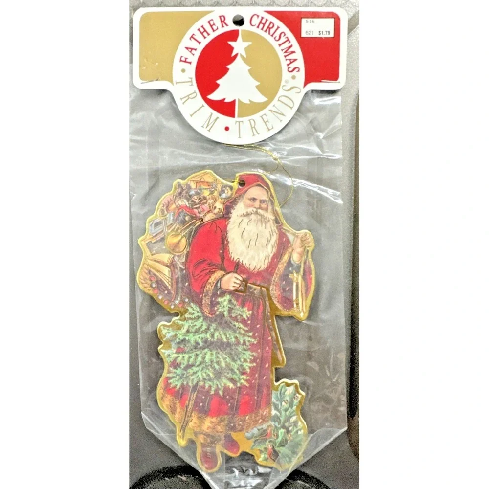 Vtg Trim Trends‎ Victorian Santa And Angels Ornaments Die Cut Christmas (3)